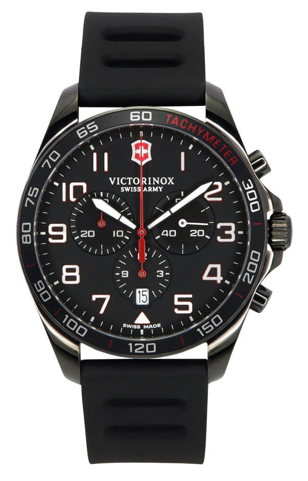 Victorinox Swiss Army Fieldforce Sport Chronograph Rubber Strap Black Dial Quartz 241889 100M Men's Watch