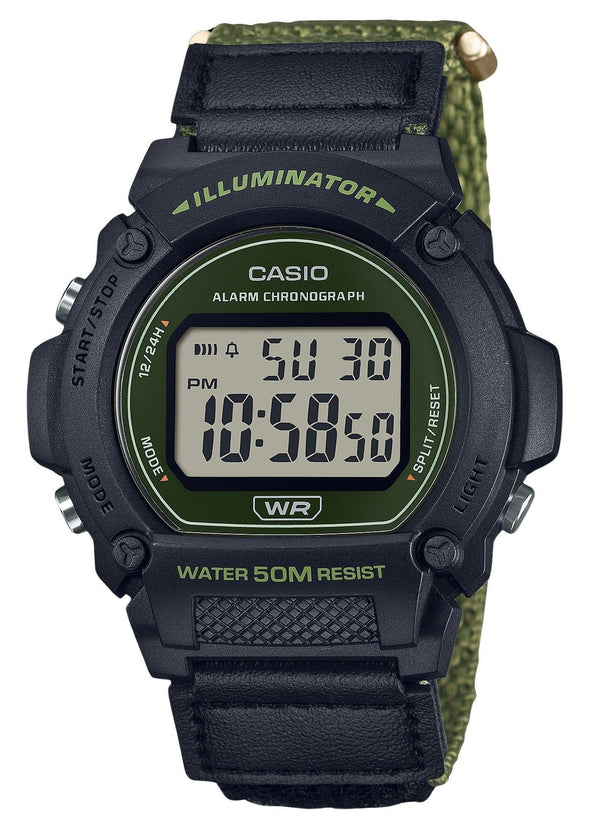 Casio Standard Green Digital Cloth Strap Quartz W-219HB-3AV Men's Watch