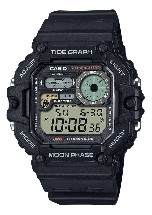 Casio Standard Digital Graph Moon Phase Resin Strap Quartz WS-1700H-1AV 100M Mens Watch