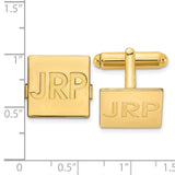 14k Yellow Gold Recessed Letter Square Monogram Cuff Link