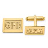 14k Yellow Gold Raised Letter Rectangle Monogram Cuff Link