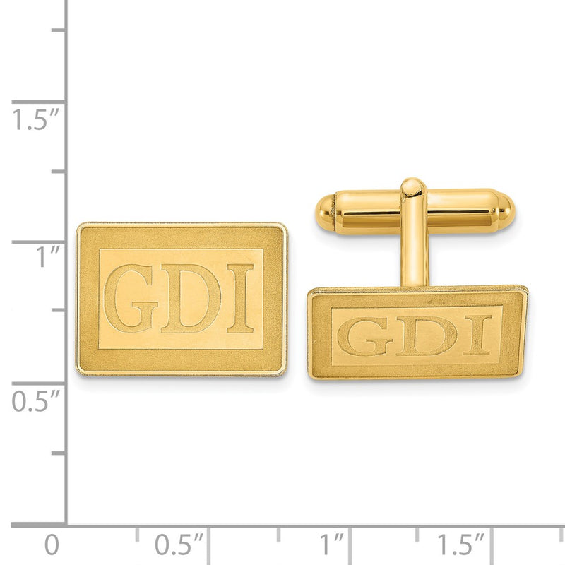 14k Yellow Gold Recessed Letter Rectangle Monogram Cuff Link