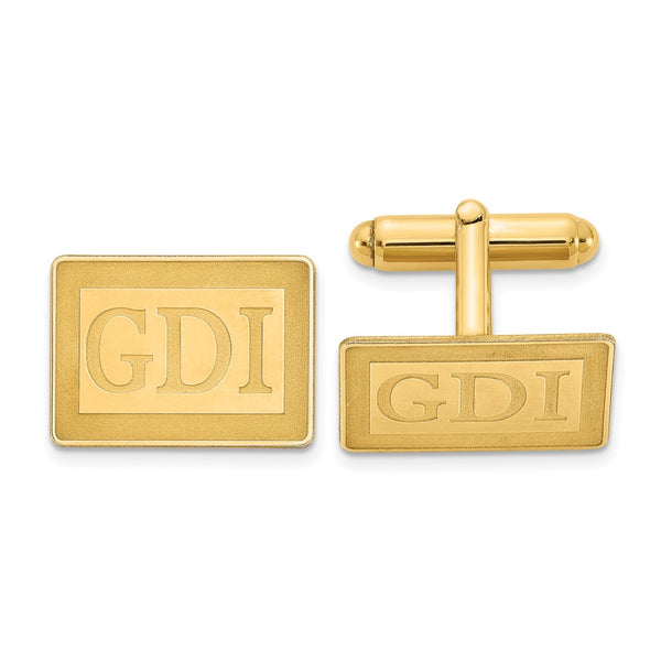 14k Yellow Gold Recessed Letter Rectangle Monogram Cuff Link