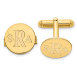 14k Yellow Gold Recessed Letter Monogram Round cuff Link