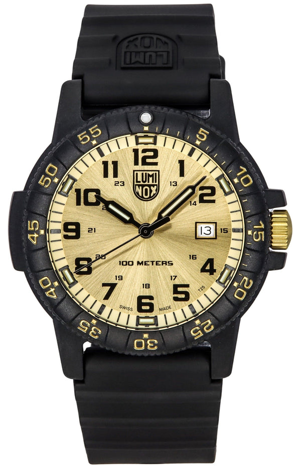 Luminox Sea Turtle Giant Plastic Strap Gold Dial Swiss Quartz XS.0325.GP 100M Men's Watch