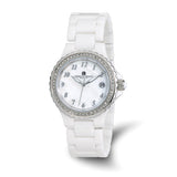 Charles-Hubert White Ceramic 38mm Stainless Steel Crystal Bezel Mother of Pearl Dial with Date Watch