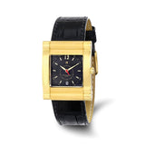 Charles-Hubert Yellow IP-plated Stainless Steel Black Dial with Date Leather Band Watch