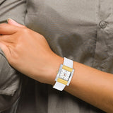 Charles-Hubert Two-Tone Yellow IP-plated Stainless Steel White Dial with Date Leather Band Watch