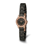 Charles-Hubert Black Ceramic 24mm Stainless Steel Rose IP-plated Crsytal Bezel Black Dial Watch