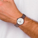 Charles-Hubert Stainless Steel Brown IP-plated Silver-tone Dial with Date Watch