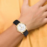 Charles-Hubert Stainless Steel Yellow IP-Plated White Dial with Day and Date Watch