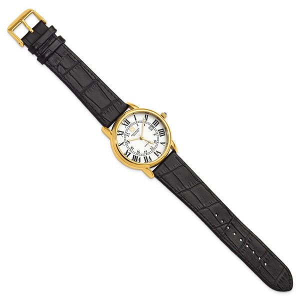 Steinhausen Delemont Gold IP-plated Stainless Steel White Dial with Black Leather Quick Release Band Watch