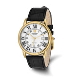 Steinhausen Delemont Gold IP-plated Stainless Steel White Dial with Black Leather Quick Release Band Watch