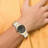 Charles Hubert Two-tone Yellow IP-plated Stainless Steel Black Dial with Date Quartz Watch