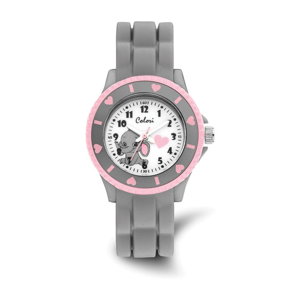 Colori Kids 30mm Elephant with Heart Dial with Grey Silicone Band Watch