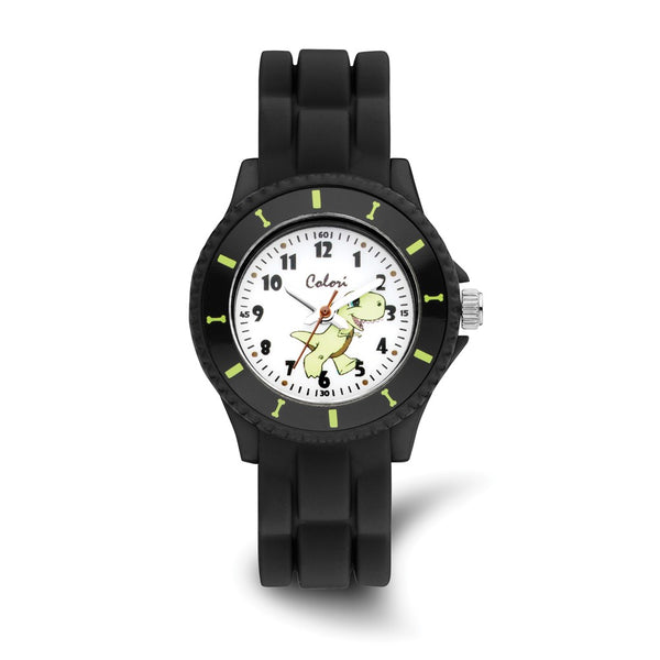 Colori Kids30mm Dinosaur Dial with Black Silicone Band Watch