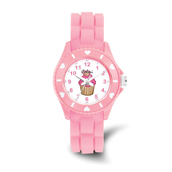 Colori Kids 30mm Pink Cupcake Dial with Light Pink Silicone Band Watch