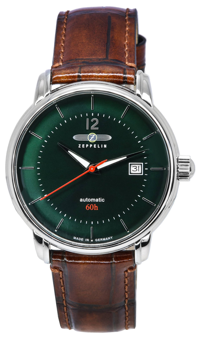 Zeppelin LZ 120 Bodensee Leather Strap Dark Green Dial Automatic 81604 Men's Watch