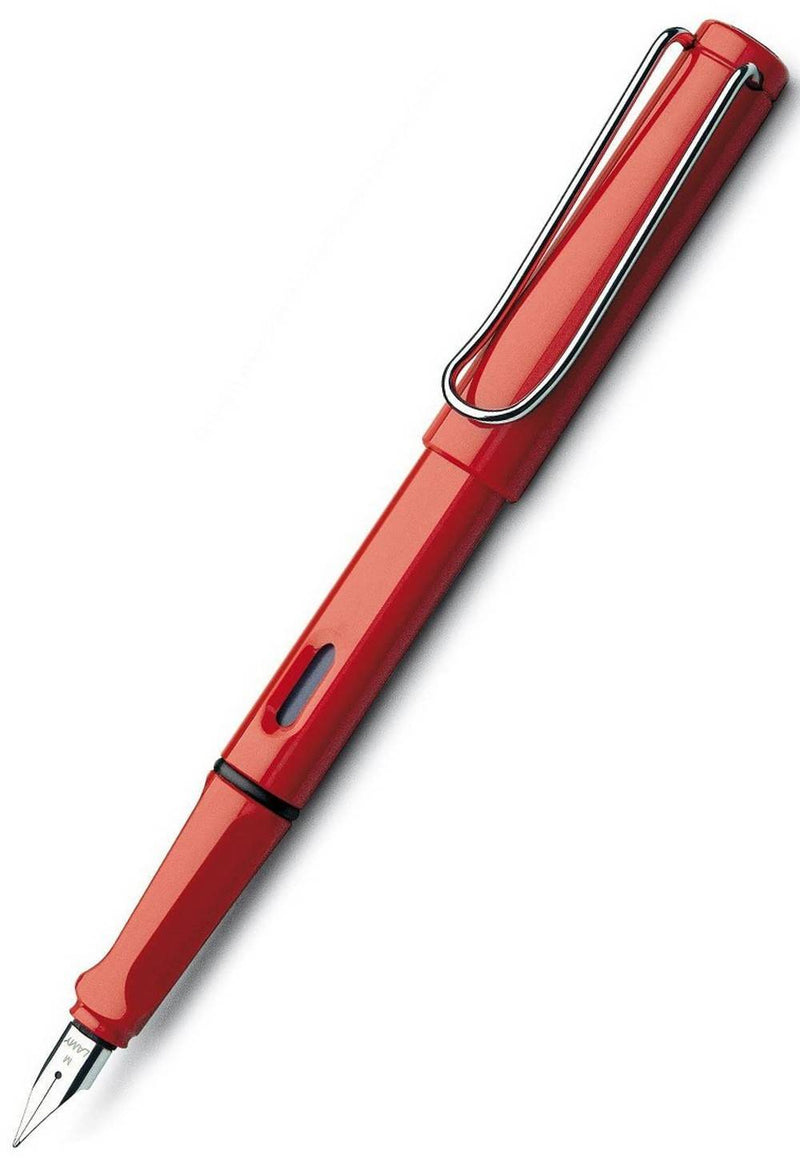 Lamy Safari 016-F Fine Nib With Chrome Plated Clip Fountain Pen - Red