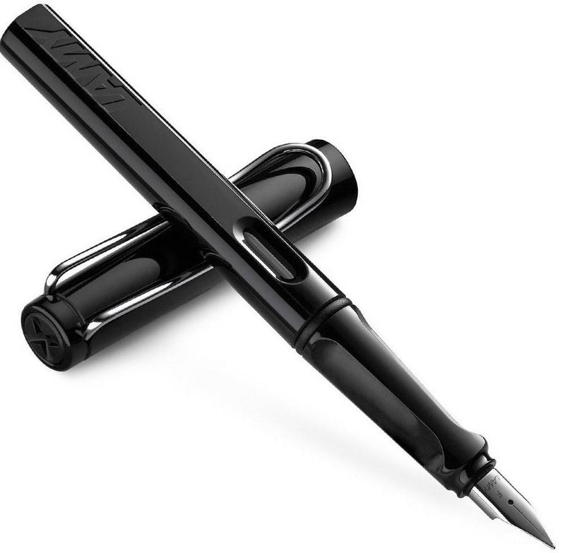 Lamy Safari 019-F-BLACK Fine Nib Fountain Pen - Glossy Black