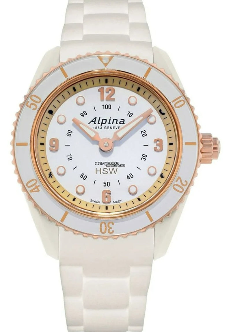 Alpina Women's 'Comtesse' SmartWatch White Dial Rubber Bracelet Quartz Watch AL-281WY3V4