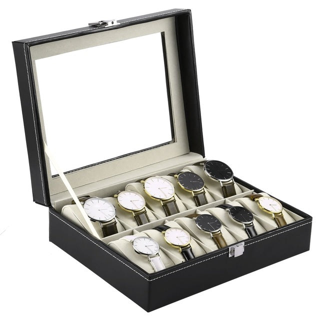 10 Grids Leather Watch Box Jewelry Storage
