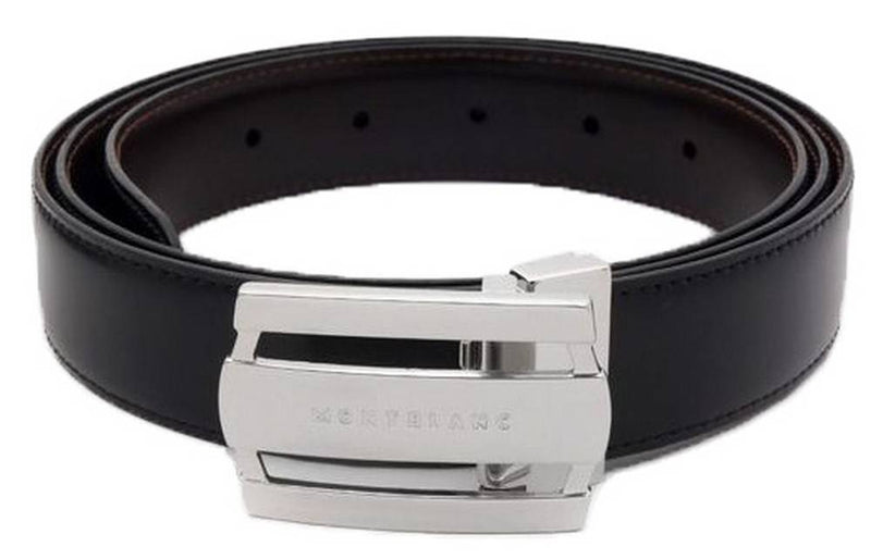 Montblanc 103431 Contemporary Line Rectangular Buckle Black/Brown Men's Reversible Leather Belt