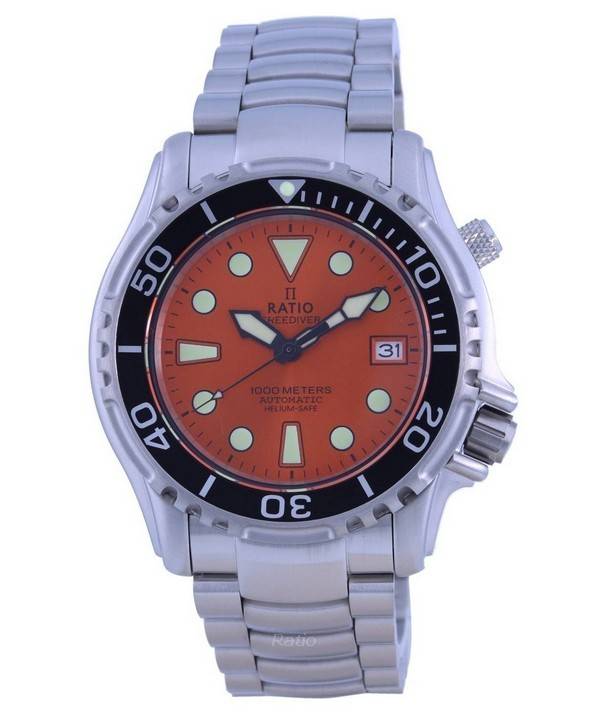 Ratio FreeDiver Helium Safe 1000M Orange Dial Stainless Steel Automatic 1066KE26-33VA-ORG Men's Watch