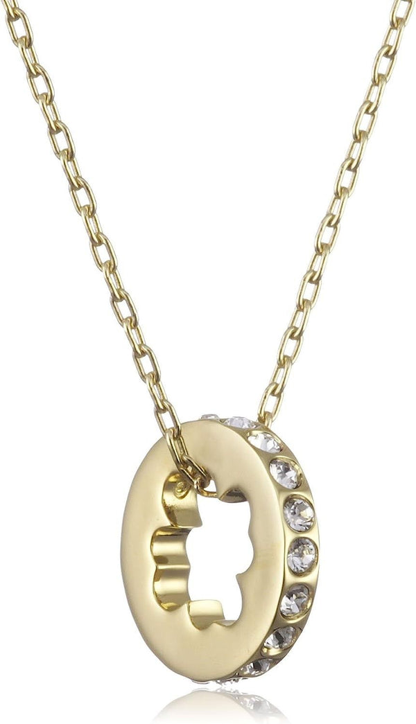 Swarovski Clear Crystal Gold Tone Four Leaf Clover Pendant Necklace 1080286 For Women