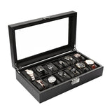12 Slot Luxury Carbon Fiber Watch Box Black