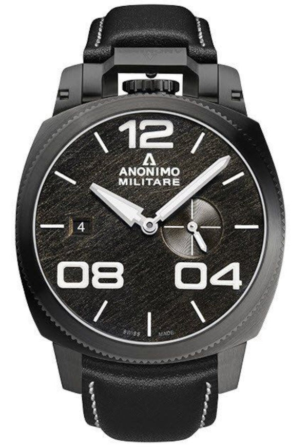 Anonimo AM-1020.02.001.A01 Men's 'Militare' Black Dial Black Leather Strap Small Seconds Automatic Watch