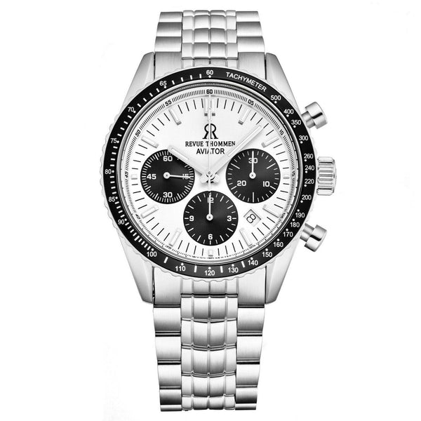 Revue Thommen 17000.6132 Men's 'Aviator' Silver Dial Stainless Steel Chronograph Automatic Watch