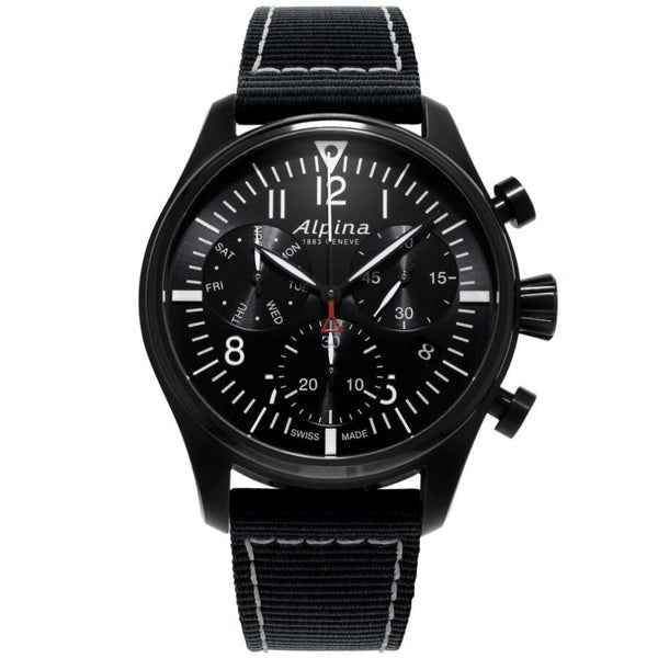 Alpina Men's 'Startimer Pilot' Black Dial Chronograph Quartz Watch AL-371BB4FBS6