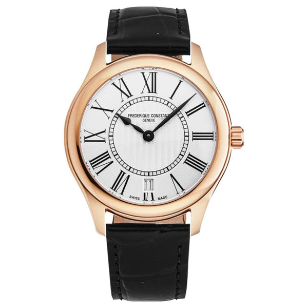 Frederique Constant FC220MS3B4 Women's 'Classics' Silver Dial Black Leather Strap Swiss Quartz Watch