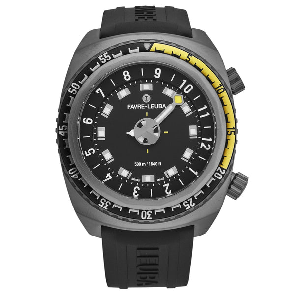 FavreLeuba Men's 00.10121.10.14.31 'Raider Harpoon' Black Dial Black Rubber Strap Automatic Watch