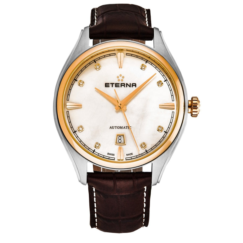 Eterna Men's 2945.53.66.1260 'Avant Garde' Mother of Pearl Dial Leather Strap Swiss Automatic Watch