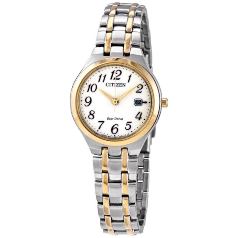 Citizen Women's EW2486-52A Eco-Drive 'Corso' Silver & Yellow Gold tone Stainless Steel White Dial Water Resistance Watch