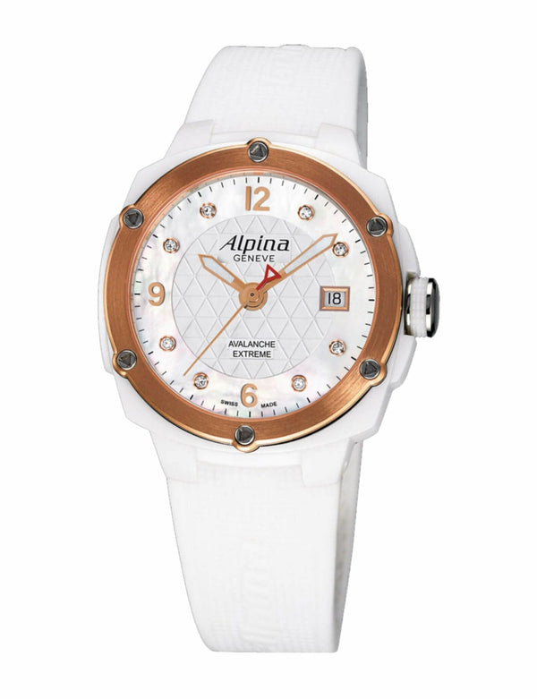 Alpina Women's 'Extreme' White Ceramic White Rubber Strap Watch AL-240MPWD3AEC4