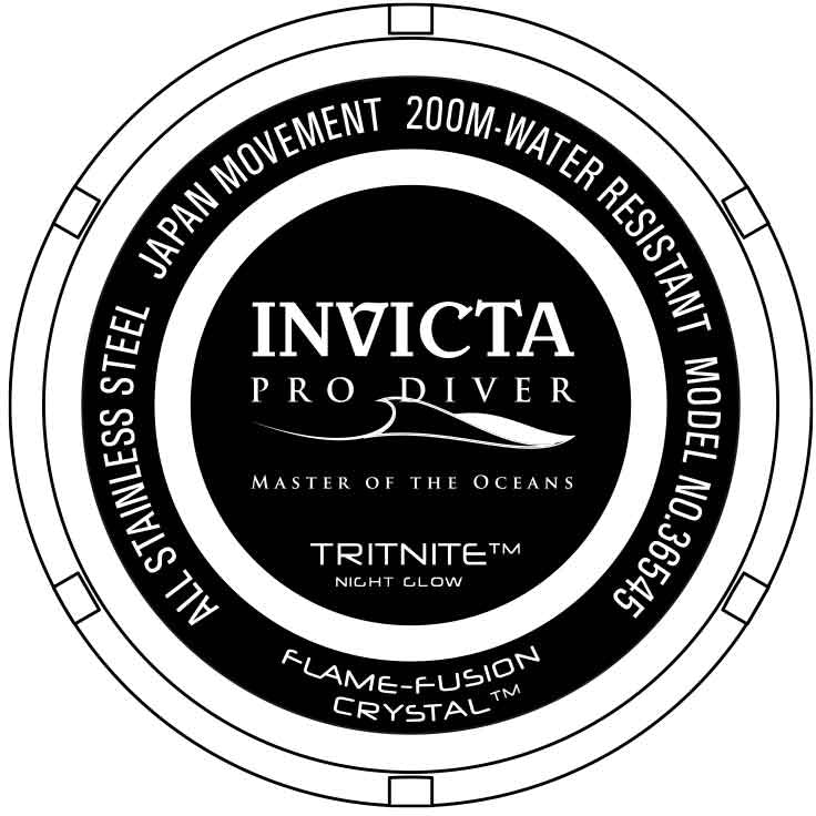 Invicta Pro Diver Professional Black Dial Quartz Diver's 36545 200M Men's Watch