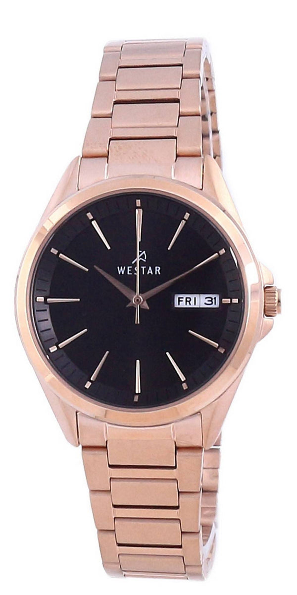 Westar Black Dial Rose Gold Tone Stainless Steel Quartz 40212 PPN 603 Women's Watch