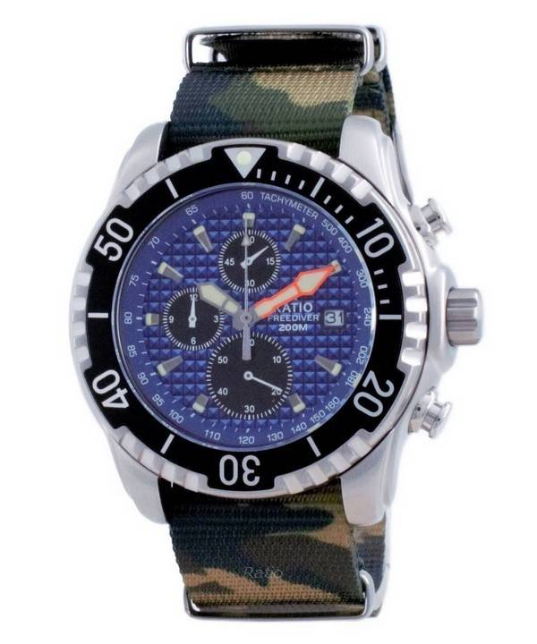Ratio Free Diver Chronograph Nylon Quartz Diver's 48HA90-17-CHR-BLU-var-NATO5 200M Men's Watch