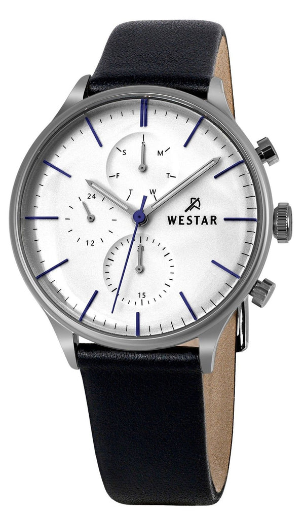 Westar Profile Leather Strap Silver Dial Quartz 50192STN407 Men's Watch