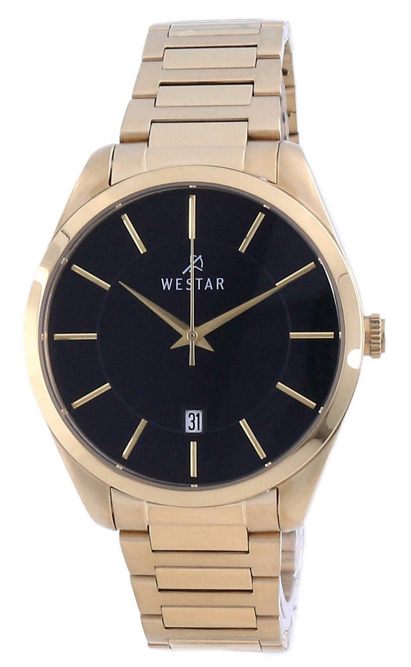 Westar Black Dial Gold Tone Stainless Steel Quartz 50213 GPN 103 Men's Watch