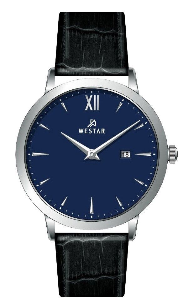 Westar Profile Leather Strap Blue Dial Quartz 50214STN104 Men's Watch