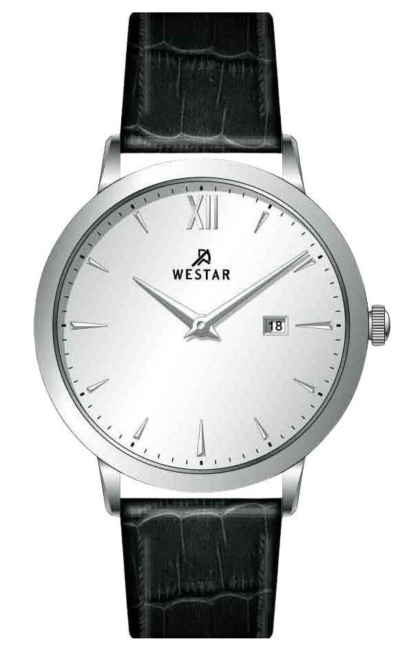 Westar Profile Leather Strap Silver Dial Quartz 50214STN107 Men's Watch