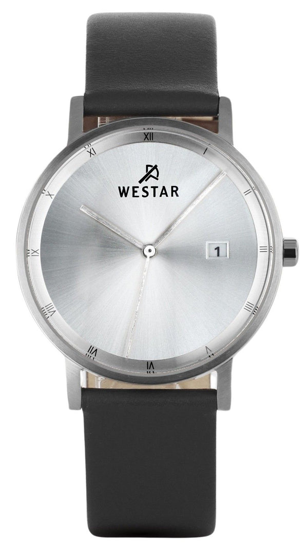 Westar Profile Leather Strap Silver Dial Quartz 50221STN107 Men's Watch