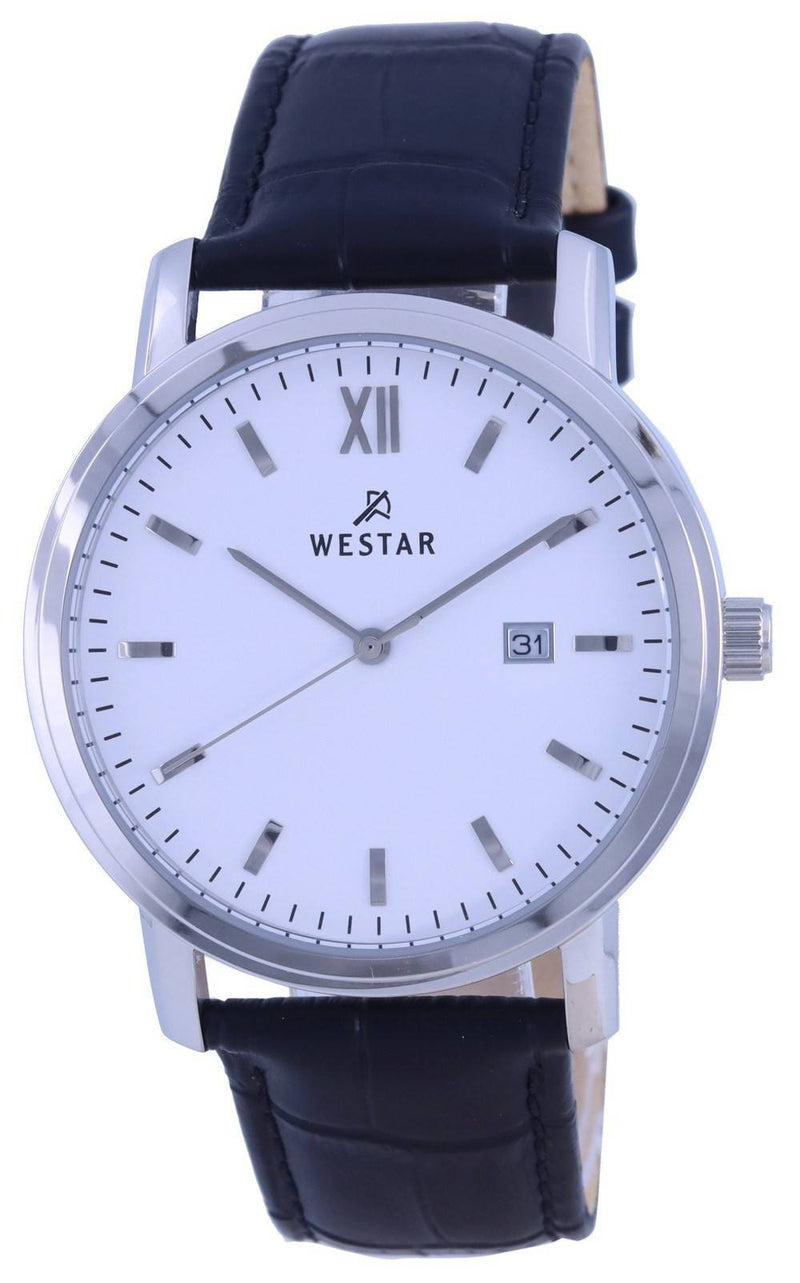 Westar White Dial Leather Strap Quartz 50244 STN 101 Men's Watch