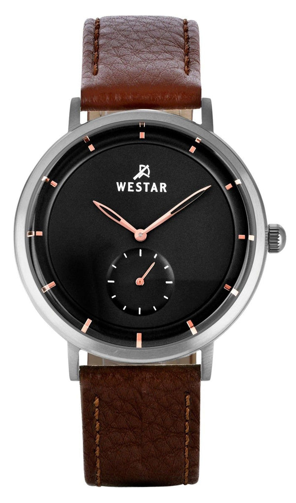 Westar Profile Leather Strap Black Dial Quartz 50246STN623 Men's Watch