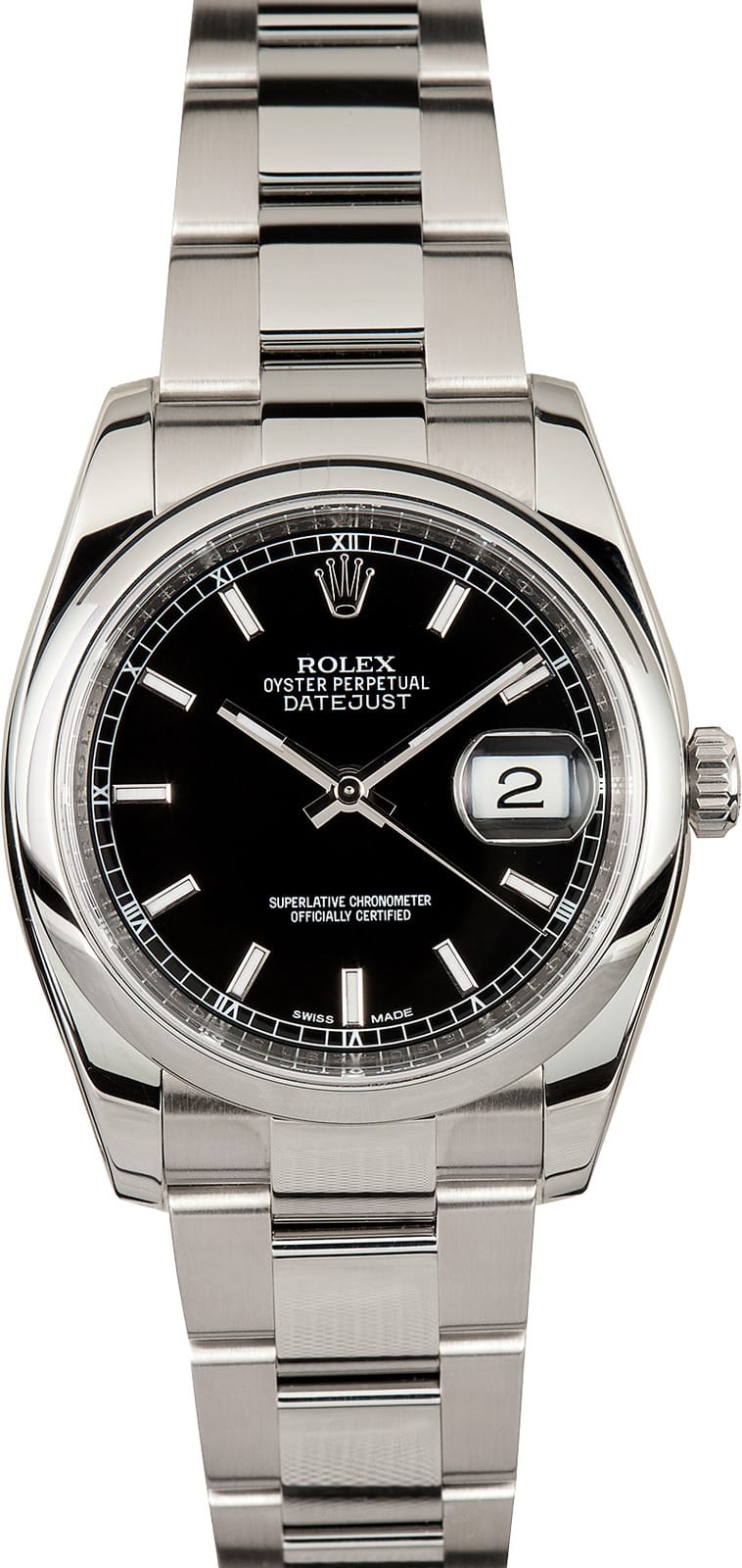 Pre Owned Men'S Used Rolex Black Dial Ss Domed Bezel New-Style Oyster Band 116200