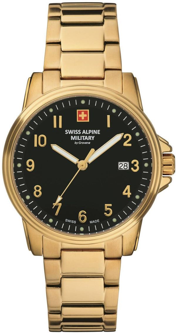 Swiss Alpine Military By Grovana Leader Black Dial Quartz 7011.1117 100M Men's Watch